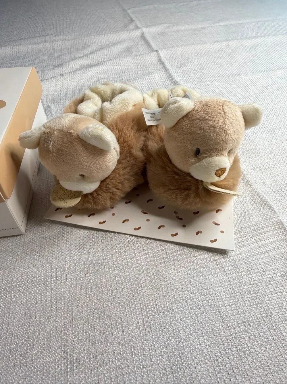 DouDou et Compagnie Paris Bear Plush Baby Slippers 0-6 Months NIB New